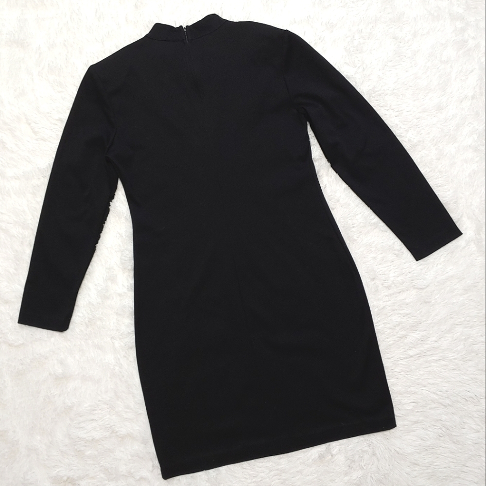 90s Vintage Marnie West Gothic Black Choker Cut Out Neckline Dress 13 - Picture 4 of 12